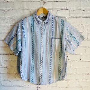 Krazy Kat Vintage 90’s Women’s Medium Shirt Pastel Western Boho Aztec Stripe
